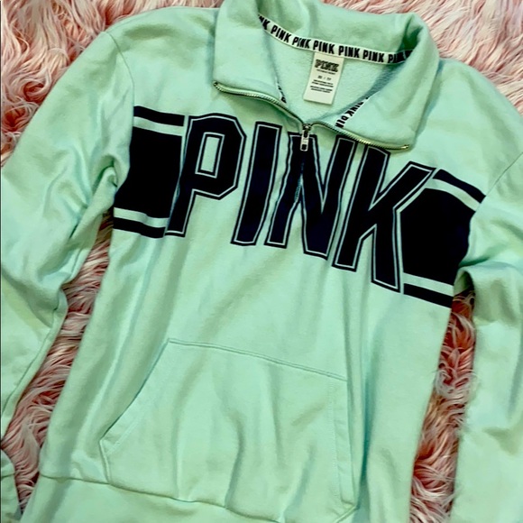 Mint Collared Pink Quarter Zip Sweatshirt - Picture 2 of 4